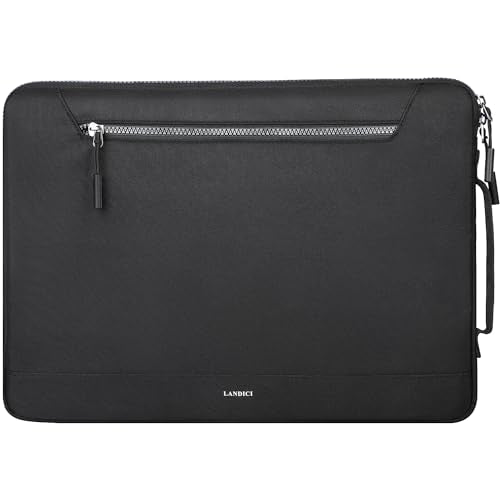 LANDICI 14 to 15 Inch Protective Laptop Sleeve with Handle, Black | Slim water-resistant case with reinforced 360-degree padding protects MacBook, Surface, Chromebook and other laptops - color: Black, size: 14-15 Inch