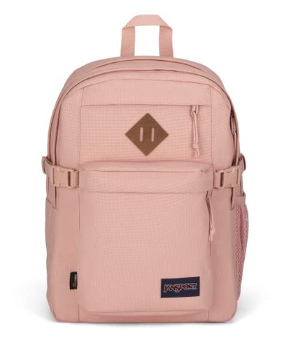 JanSport Main Campus FX Backpack - Travel or Work Bag w 15-Inch Laptop Pack with Leather Trim, Misty Rose - color: Misty Rose