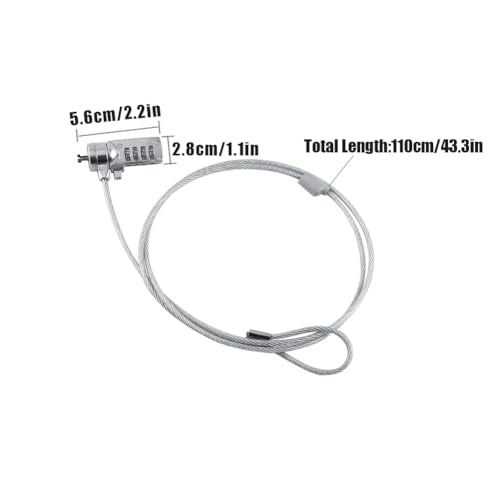 Joyzan Laptop Lock, Computer Combination Security Locking Cable steel Tablet Anti Theft Hardware Protection 4 Digit Password PC Monitor Projectors Docks Mobile Devices Notebook Phone Displays 43.3inch