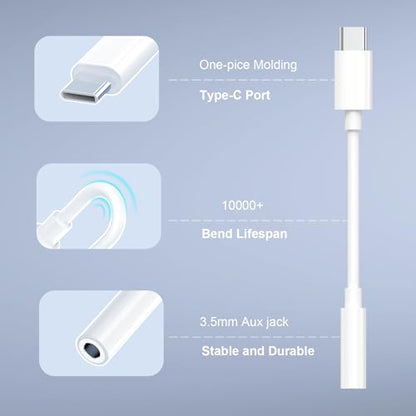5-Pack USB-C to 3.5mm Headphone Jack Adapter, 24bit HiFi DAC, USB C to Aux Audio Dongle Cable for iPhone 17/16/15 Pro, 17/16/15 Pro Max, iPad Pro, MacBook, Samsung S21-25, Pixel 7-5