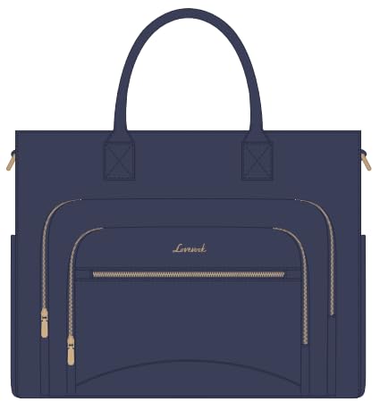 LOVEVOOK Lunch Tote Bag for Women, 3 in 1 Work Bag with Insulated Lunch Compartment, 15.6inch Laptop Bag with Large Cup Holder for Office, College, Casual,Teacher,Nurse - color: Navy Blue, size: 15.6 inch with Lunch Compartment