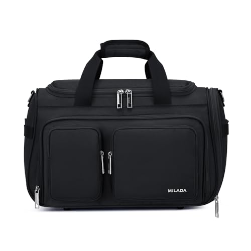 MILADA Underseat Carry On Luggage Bags for Travel Lightweight Foldable Carry On Bags for Airplanes Small Duffle Bag for Men Women TSA Approved Underseat Bag Travel Tote Bags, Black - color: Black, size: Underseat 16.5 inch