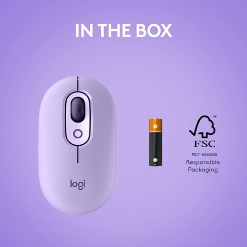 Logitech POP Mouse, Compact and Portable Wireless Bluetooth Mouse - Cosmos | Compact, portable, programmable buttons, easy-switch between up to 3 devices, for laptop, tablet, PC - color: Cosmos