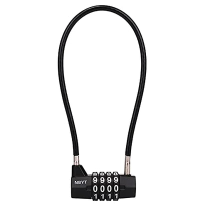 ‌4-Digit Cable Locks with Combination - Heavy Duty Outdoor Gate Lock for Fence, Cabinet,Refrigerator ，Dumpster,lockers,Gym,Toolbox,case, hasp Storage,Sheds - size: 11" Cable - Span 5" (3/16" Diameter)