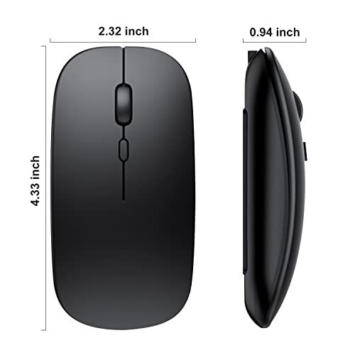 Wireless Bluetooth Mouse for iPad/MacBook Pro/Air/Laptop/pc Rechargeable Silent Mouse Portable Slim for Surface Pro/Lenovo/Samsung Tablet (Black) - color: Black