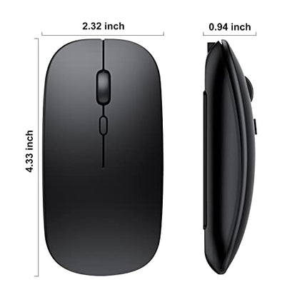 Wireless Bluetooth Mouse for iPad/MacBook Pro/Air/Laptop/pc Rechargeable Silent Mouse Portable Slim for Surface Pro/Lenovo/Samsung Tablet (Black) - color: Black