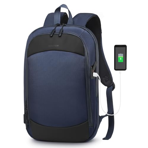 Small Inch Laptop Backpack, Expandable with USB Port, Water-Resistant for Work, College and Travel, Blue - color: Blue