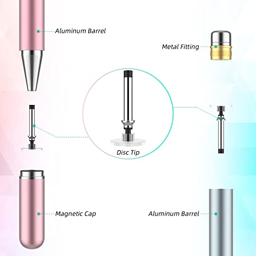 Stylus Pens for Touch Screen, 4 Pack Disc Universal Stylus Pen for iPad pro/iPhone/Android Tablets and All Capacitive Touch Screens (Black/White/Grey/Rosegold) - color: Black/White/Grey/Rosegold