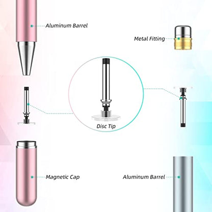 Stylus Pens for Touch Screen, 4 Pack Disc Universal Stylus Pen for iPad pro/iPhone/Android Tablets and All Capacitive Touch Screens (Black/White/Grey/Rosegold) - color: Black/White/Grey/Rosegold