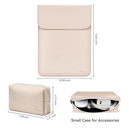MOSISO Laptop Case 13.3 inch, 13-13.3 inch Laptop Sleeve Compatible with MacBook Neo 13 A18 Pro A3404 /Air 13/Pro 13/Pro 14 M5 M4 M3 M2 M1, Faux Suede Leather Case with Small Bag, Apricot - color: Apricot