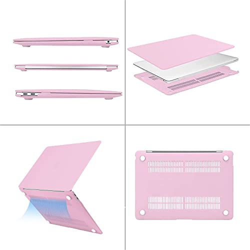 MOSISO Compatible with MacBook Air 13 inch Case M1 2021 2020 2019 2018 | A2337 A2179 A1932, Protective Hard Shell&Keyboard Cover&Screen Film&Pouch for MacBook Air 13.3 inch Case, Clear Pink - color: Clear Pink