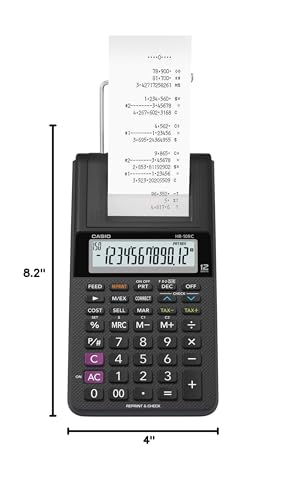 Casio HR-10RC Mini Desktop Printing Calculator | Portable | 12-Digit Display | One-Color Printer | Tax & Currency | Ideal for Taxes, Bookkeeping & Accounting Tasks, Black