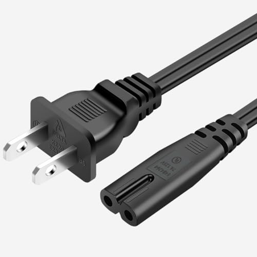 2 Prong Power Cord for HP Deskjet 3755 3752 2600 2622 112 2130 2655 2652 3520 2622 3722 3630 3632 3634 3830, HP OfficeJet Pro 8600 4650 6978 6968 6830 4632 3830 2 Prong Replacement AC Power Cord (6FT) - size: 6Feet