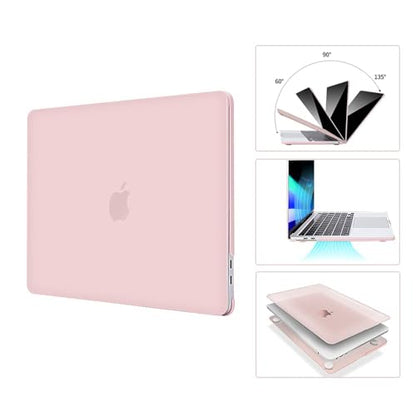 EooCoo Case Compatible with MacBook Air 13 inch M5 2026-2022 M4 M3 M2 A3449 A3240 A3113 A2681, Sleek Hard Shell Scratch Resistant Protective Cover for Mac Air 13.6 inch Case, Matte Pink - color: Matte Pink, size: Air 13.6-inch