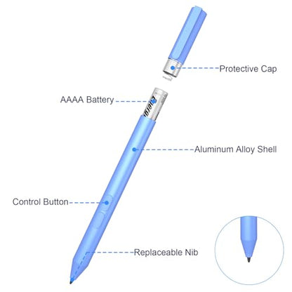 MPP 1.51 Pen for Surface Pro 11/10/X/9/8 300Day Battery Life Palm Rejection | Digital Pen for Surface, Surface Laptop/Book/Go/Studio, Kobo, 1024 Pressure, Precise Drawing & Note-Taking, Two Side Buttons - color: Blue
