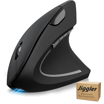 TECKNET Ergonomic Mouse with Jiggler, Bluetooth Wireless Vertical Mouse, 4800DPI Rechargeable Carpal Tunnel Mouse, Undetectable Random Movement Keeps Computers Awake for PC, Laptop, Mackbook - color: Dark Grey