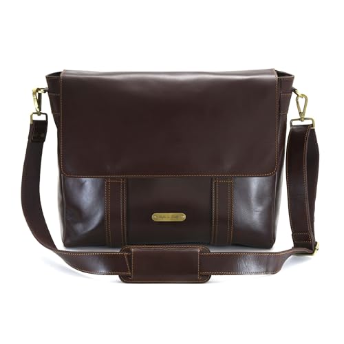 Style N Craft Soft Briefcase, Messenger Bag in Full Grain Leather - color: Dark Brown