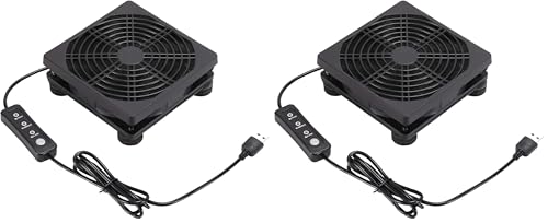Upgraded 120mm 5V USB Powered PC Router Fan with Speed Controller High Airflow Cooling Fan for Router Modem DVR PlayStation TV Box and Other Electronics (Pack of 2) - size: 120mm (Pack of 2)