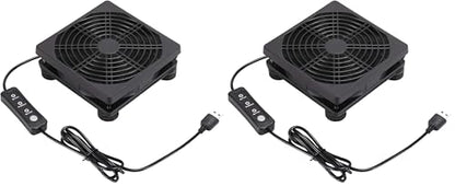 Upgraded 120mm 5V USB Powered PC Router Fan with Speed Controller High Airflow Cooling Fan for Router Modem DVR PlayStation TV Box and Other Electronics (Pack of 2) - size: 120mm (Pack of 2)