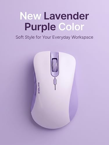 RAPIQUE Bluetooth Wireless Mouse, Dual Bluetooth & 2.4GHz, Purple | Right-Hand Design, Quiet Clicks, Low Power, 3-device switching, Portable Multi-Device for MacBook, Laptop, Computer, iPad, PC - color: Lavender Purple
