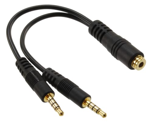 CablesOnline 3.5mm TRRS Female to Dual TRRS Male Stereo 4-Pole Splitter Cable, IP-Y03