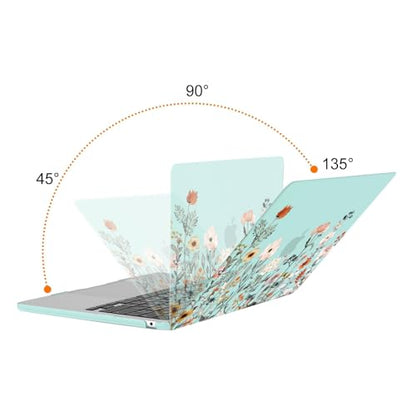 MOSISO Compatible with MacBook Air 13 inch Case M5 2026 M4 2025 M3 M2 2024-2022 A3449 A3240 A3113 A2681, Plastic Garden Flowers Hard Shell&Keyboard Cover&Screen Film for MacBook Air 13.6, Green - color: Green