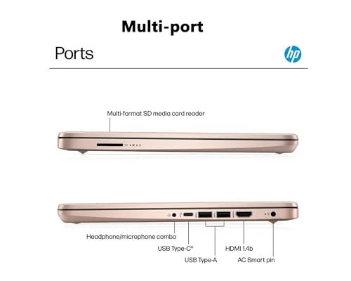 Customized Elite HP 14" HD Laptop, 4GB, 128GB, Intel 4-Core, 1-Year Office | Windows 11 | RAM Upgradable to 16GB | 1-Year Microsoft 365 & 1TB Cloud Storage | Rose Gold | Retains HP Warranty
