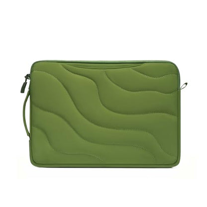 Omnpak Laptop Sleeve for 13 inch MacBook Air/Pro M5-M1 & Neo A18 Pro | with Pocket and Handle,Protective Quilted Puffy Case,Water Resistant Carrying Bag for 13-14" MacBook Air/Pro/Neo - color: Green