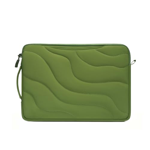Omnpak Laptop Sleeve for 13 inch MacBook Air/Pro M5-M1 & Neo A18 Pro | with Pocket and Handle,Protective Quilted Puffy Case,Water Resistant Carrying Bag for 13-14" MacBook Air/Pro/Neo - color: Green