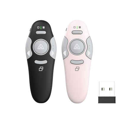 QUI 2 Pack Wireless Presentation Clicker Remote,USB Black Pink | Clicker for PowerPoint with Hyperlink Volume Control, Slide Advancer for Mac, Windows, Google Slide, Keynote - color: Black Pink, style: USB
