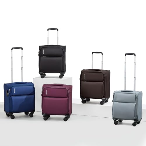 Hanke 16 Inch Underseat Carry On Luggage with Spinner Wheels for Airline, Small Softside TSA Approved Luggage Lightweight Rolling Suitcases Under Seat Travel Carry-On Bag(Coffee) - color: Coffee, size: 16 Inch Underseat