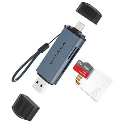 SD Card Reader, WALNEW USB 3.0 and USBC to SD/microSD Adapter for MacBook Pro/Air M1 M2,Mac,iPad 10th/Mini 6,XPS 15,Samsung Galaxy S23 S22,Tab S9 S7 S6 A8,Surface Laptop,Chromebook,Windows PC | Supports UHS-I SD/SDHC/SDXC/MicroSD, Compatible with MacBook,