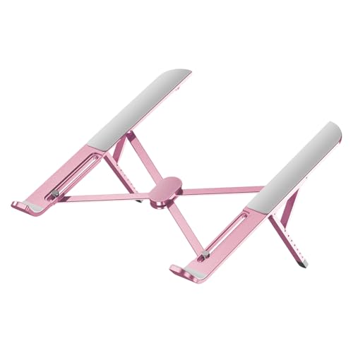 Multiple Angled Laptop Stand with Alloys Construction and Silicone Grips for Secure Placement and Viewing Foldable Laptop Stand - color: pk