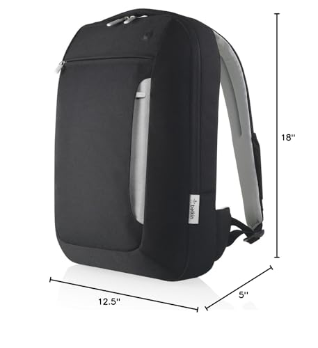 Belkin Slim Polyester Backpack for Laptops and Notebooks up to 15.4'' (Black / Light Gray)