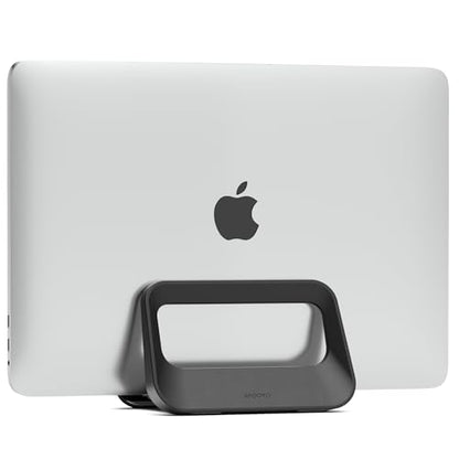 Vertical Laptop Stand for Desk,Plastics Laptop Holder Dock with Silicone Protection,Compatible with All MacBook/Surface/Samsung/HP/Dell/Chrome Book (Black) - color: Black