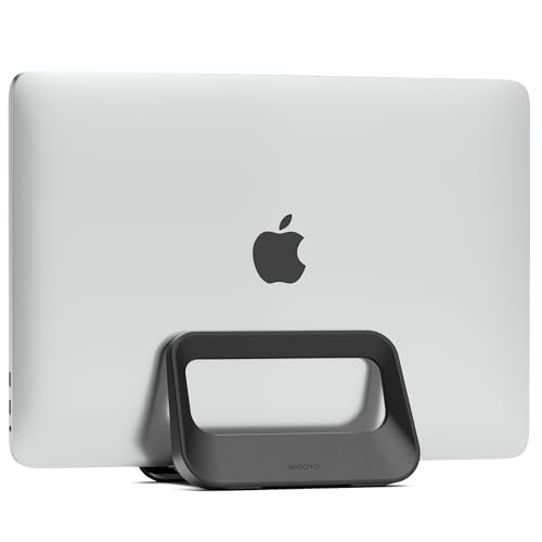 Vertical Laptop Stand for Desk,Plastics Laptop Holder Dock with Silicone Protection,Compatible with All MacBook/Surface/Samsung/HP/Dell/Chrome Book (Black) - color: Black