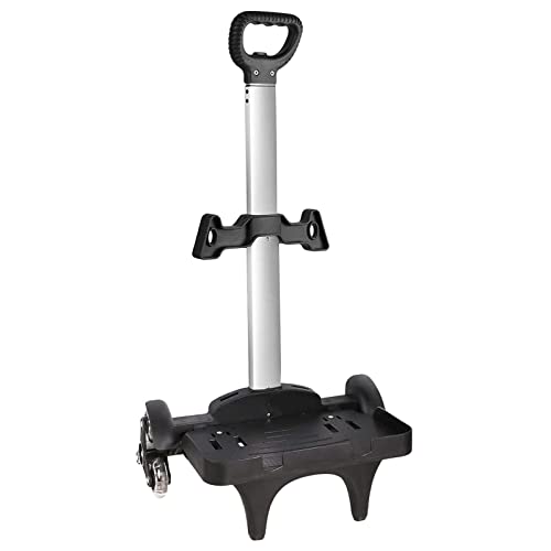 Backpack Trolley, Wheeled Trolley Aluminium Alloy Foldable Hand Cart with Border Base 6 Wheels Rolling Luggage Carts for Kids Teens Adult School Travel (6 Wheels with Edge Guard) - color: 6 Wheels With Edge Guard