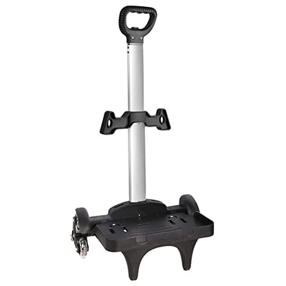 Backpack Trolley, Wheeled Trolley Aluminium Alloy Foldable Hand Cart with Border Base 6 Wheels Rolling Luggage Carts for Kids Teens Adult School Travel (6 Wheels with Edge Guard) - color: 6 Wheels With Edge Guard
