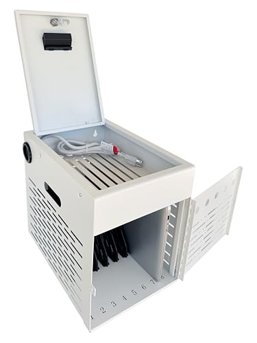 8-Device Tablet & Laptop Charging Cabinet, Lockable Steel Charging Station for Chromebooks, iPads & Devices Up to 14", Fully Assembled Storage Cabinet for Classroom, Office & Library, White - color: White with 8-Device Charging Cabinet