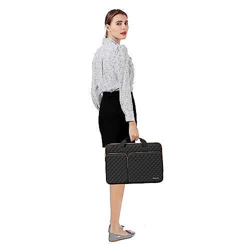 MOSISO 360 Protective Laptop Case 14 inch, 14 inch Laptop Sleeve | Compatible with HP Lenovo Dell ASUS Acer, HP Stream, Dell Latitude,Square Quilted Bag with 2 Pockets&Handle&Belt, Black - color: Black, size: 14 inch