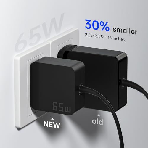 65W USB C Laptop Charger, Universal Fast Charging Power Adapter - Compact Type C Charger Block for MacBook, Dell, HP, Travel, Home & Office Use