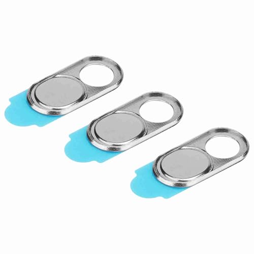 3-Pack Metal Webcam Cover Stickers Silver Slider Camera Blocker fit for Smartphone Tablet Laptop PC Slim Secure Adhesive - color: Silver