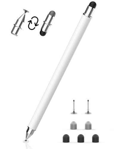 MEKO 3-in-1 Universal Stylus Pen for Touchscreen(White) | High Sensitivity & Universal with Magnetic Replacement Tip