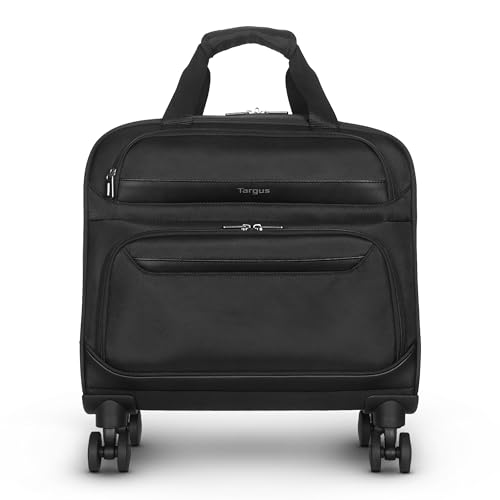 Targus 16” Transit 4-Wheel Rolling Laptop Bag, Lightweight Multi-Compartment Carry-On Rolling Briefcase for Women Men, Laptop Bag on Wheels, Telescopic Handle, Smooth-Gliding Wheels, Black (TBR044GL) - size: 16"