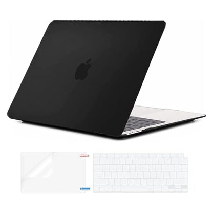EooCoo for MacBook Air 13.3 inch Case with Keyboard and Screen Protector | Ultra Thin and Transparent, Hard Case Compatible with MacBook Air 13.3 inch M1 Chip 2021-2018 with Retina Display - color: Matte Black