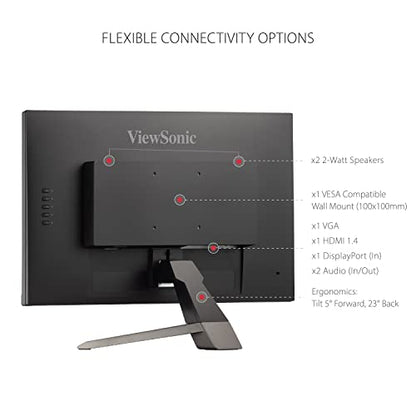 ViewSonic VX2267-MHD 22 Inch 1080p Monitor, 100Hz Refresh Rate with FreeSync for Ultimate Home Entertainment, Eye Care Technology, Ultra-Thin Bezels, HDMI, and DisplayPort Inputs - size: 22 Inches