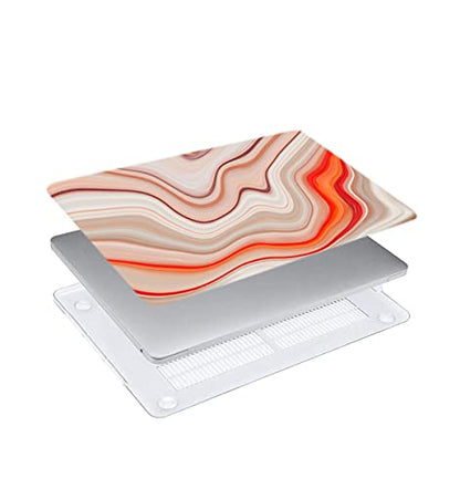 LanBaiLan Laptop Plastic Hard Shell Protective Case, Compatible for New MacBook Air 13 inch 2020 2019 2018 Release A2337 M1 A2179 A1932 Retina Display & Keyboard Cover, Beige and Orange - color: Beige and Orange