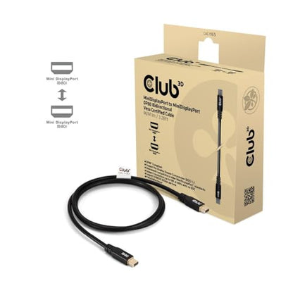 Club 3D CAC-1165 Mini DisplayPort to Mini DisplayPort Bi-Directional VESA DP80 Certified Cable M/M 1m/3.28ft