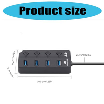 USB3.0 Expansion Hubs For Laptops 4 Port Splitter With Independents Power Switches And Indicators USB Hubs With Individual On/Off Switches