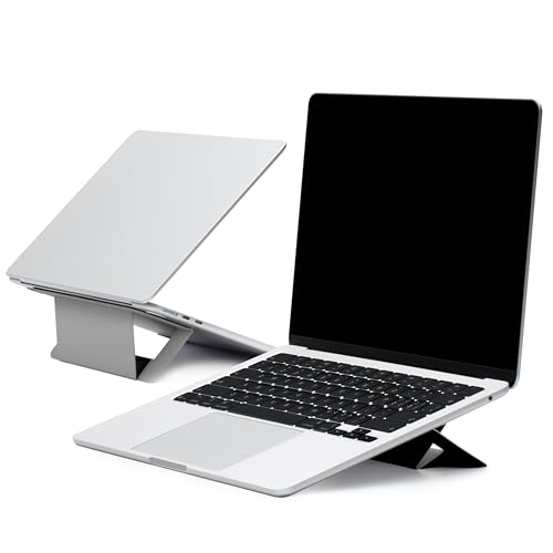 MOFT Laptop Stand for Desk, Adhesive Airflow Laptop Cooling Stand for Heat Dissipation with 2 Adjustable Viewing Angles, Foldable & Portable Computer Stand Compatible with Laptops 11"-16", Cool Grey - color: Cool Grey, size: 11.6"-16" Laptops-air Flow